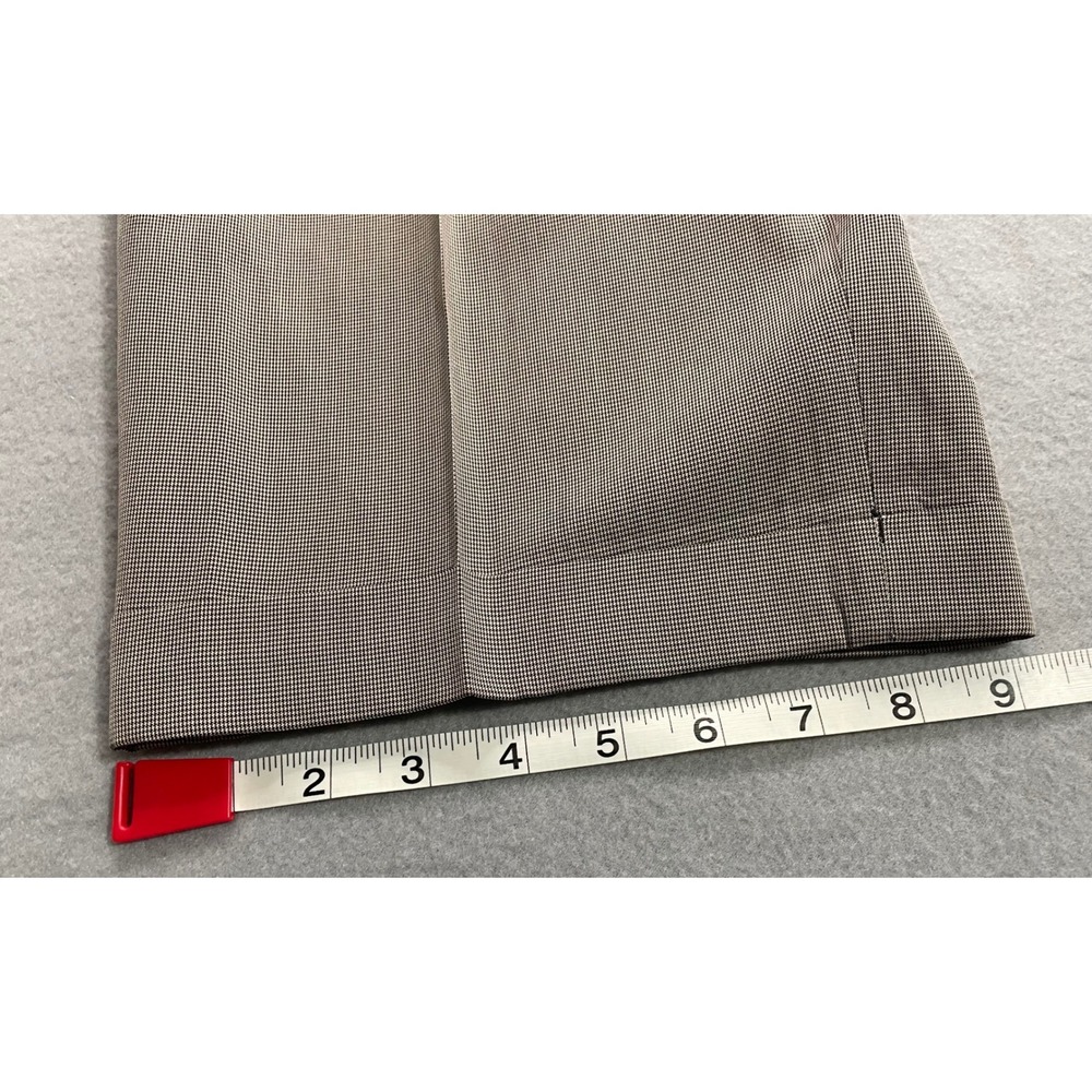 Chereskin Mens Tan Micro Houndstooth Pleated Cuffed Dress Pants 36x28 - Picture 11 of 12